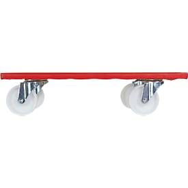 Transportroller Wagner MM 1690, bis 400 kg, Anti-Rutsch-Belag, Hart-Räder, L 575 x B 300 mm, FSC®-Multiplexplatte, rot