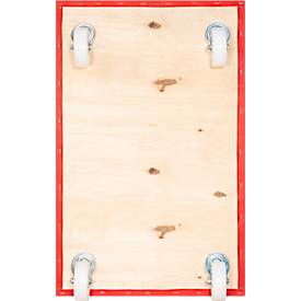 Transportroller Wagner MM 1695, bis 300 kg, Anti-Rutsch-Belag, Hart-Räder, L 780 x B 500 mm, FSC®-Multiplexplatte, rot