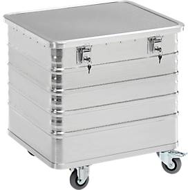 Transportwagen aus Aluminium, mit Deckel und Zylinderschloss, 229 l