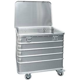 Transportwagen aus Aluminium, mit Deckel und Zylinderschloss, 322 l