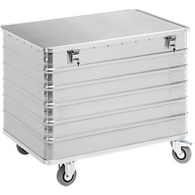 Transportwagen aus Aluminium, mit Deckel und Zylinderschloss, 415 l