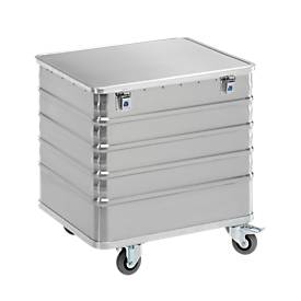 Transportwagen aus Aluminium, mit Scharnierdeckel, 223 l