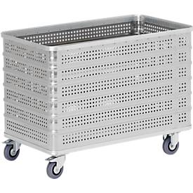 Transportwagen aus Aluminium, ohne Deckel, 430 l, gelocht