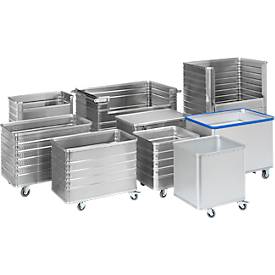 Transportwagen aus Aluminium, ohne Deckel, 430 l, gelocht
