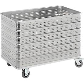 Transportwagen aus Aluminium, ohne Deckel, 430 l, gelocht