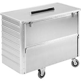 Transportwagen aus Leichtmetall, absenkbare Längswand, 650 Liter, ohne Deckel