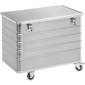 Transportwagen aus Leichtmetall, mit Deckel und Zylinderschloss, 322 l
