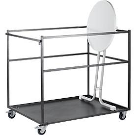 Transportwagen, Stahlrohr-Gestell, mit Bodenplatte, für 5 Stehtische