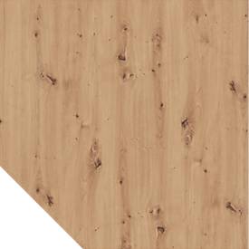 Trapezplatte Breno, Verbindungsplatte für Schreibtische Breno, mit Stützfuß, L 1200 x B 1200 mm, Spanplatte, Asteiche/Graphit