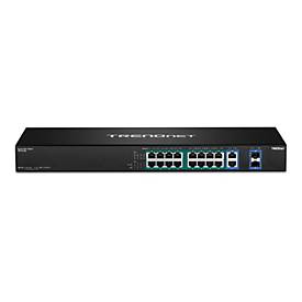 TRENDnet TPE TG182F - Switch - 16 x 10/100/1000 (PoE+) + 2 x Combo Gigabit Ethernet/Gigabit SFP - an Rack montierbar - P