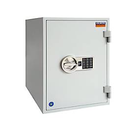 Tresor FRS 51, Feuerwiderstand LFS 60P nach EN 15659, Sicherheitsstufe S 2, Elektronikschloss &amp; Schlüsselschalter, 2 Fachböden, B 445 x T 425 x H 510 mm, lichtgrau RAL 7035