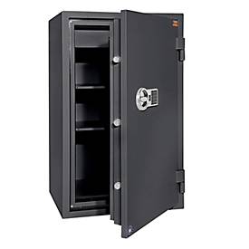 Tresor FRS 93, Feuerwiderstand LFS 60P nach EN 15659, Sicherheitsstufe S 2, Elektronikschloss, 2 Fachböden & 1 ausziehbare Schublade, B 565 x T 450 x H 972 mm, graphitgrau RAL 7024