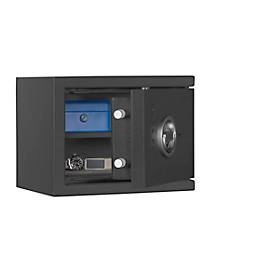 Tresor Lyra 0, Klasse 0 nach EN 1143-1, 8,2 l, Türanschlag rechts, Doppelbartschloss, 1 Fachboden, B 350 x T 280 x H 270 mm, graphitgrau RAL 7024