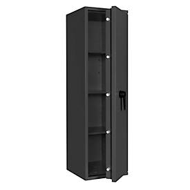 Tresor Lyra 12, Klasse 0 nach EN 1143-1, 125 l, Türanschlag rechts, Doppelbartschloss, 3 Fachböden, B 400 x T 420 x H 1400 mm, graphitgrau RAL 7024