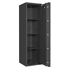 Tresor Lyra 12, Klasse 0 nach EN 1143-1, 125 l, Türanschlag rechts, Doppelbartschloss, 3 Fachböden, B 400 x T 420 x H 1400 mm, graphitgrau RAL 7024