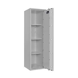 Tresor Lyra 12, Klasse 0 nach EN 1143-1, 125 l, Türanschlag rechts, Doppelbartschloss, 3 Fachböden, B 400 x T 420 x H 1400 mm, lichtgrau RAL 7035