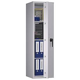 Tresor Lyra 12, Klasse I nach EN 1143-1, 125 l, Türanschlag rechts, Doppelbartschloss, 3 Fachböden, B 400 x T 420 x H 1400 mm, lichtgrau RAL 7035