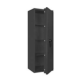 Tresor Lyra 14, Klasse 0 nach EN 1143-1, 165 l, Türanschlag rechts, Doppelbartschloss, 3 Fachböden, B 500 x T 420 x H 1400 mm, graphitgrau RAL 7024