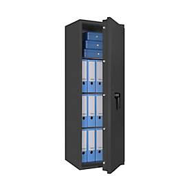 Tresor Lyra 14, Klasse 0 nach EN 1143-1, 165 l, Türanschlag rechts, Doppelbartschloss, 3 Fachböden, B 500 x T 420 x H 1400 mm, graphitgrau RAL 7024