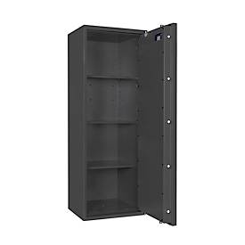 Tresor Lyra 14, Klasse 0 nach EN 1143-1, 165 l, Türanschlag rechts, Doppelbartschloss, 3 Fachböden, B 500 x T 420 x H 1400 mm, graphitgrau RAL 7024