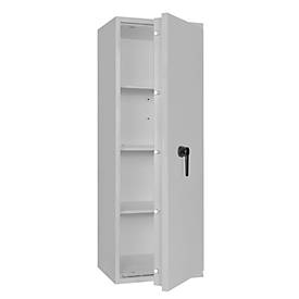 Tresor Lyra 14, Klasse 0 nach EN 1143-1, 165 l, Türanschlag rechts, Doppelbartschloss, 3 Fachböden, B 500 x T 420 x H 1400 mm, lichtgrau RAL 7035