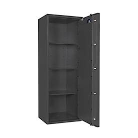 Tresor Lyra 14, Klasse I nach EN 1143-1, 165 l, Türanschlag rechts, Doppelbartschloss, 3 Fachböden, B 500 x T 420 x H 1400 mm, graphitgrau RAL 7024