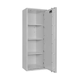 Tresor Lyra 14, Klasse I nach EN 1143-1, 165 l, Türanschlag rechts, Doppelbartschloss, 3 Fachböden, B 500 x T 420 x H 1400 mm, lichtgrau RAL 7035