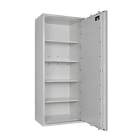 Tresor Lyra 16, Klasse 0 nach EN 1143-1, 252 l, Türanschlag rechts, Doppelbartschloss, 4 Fachböden, B 650 x T 420 x H 1550 mm, lichtgrau RAL 7035