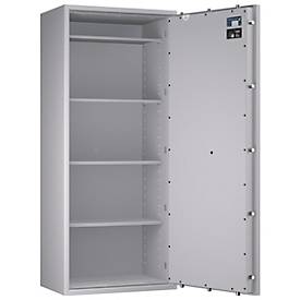 Tresor Lyra 16, Klasse I nach EN 1143-1, 252 l, Türanschlag rechts, Doppelbartschloss, 4 Fachböden, B 650 x T 420 x H 1550 mm, lichtgrau RAL 7035