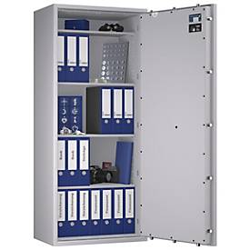 Tresor Lyra 16, Klasse I nach EN 1143-1, 252 l, Türanschlag rechts, Doppelbartschloss, 4 Fachböden, B 650 x T 420 x H 1550 mm, lichtgrau RAL 7035