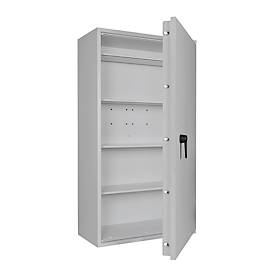 Tresor Lyra 18, Klasse 0 nach EN 1143-1, 341 l, Türanschlag rechts, Doppelbartschloss, 4 Fachböden, B 850 x T 420 x H 1550 mm, lichtgrau RAL 7035