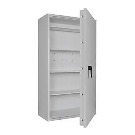 Tresor Lyra 18, Klasse I nach EN 1143-1, 341 l, Türanschlag rechts, Doppelbartschloss, 4 Fachböden, B 850 x T 420 x H 1550 mm, lichtgrau RAL 7035