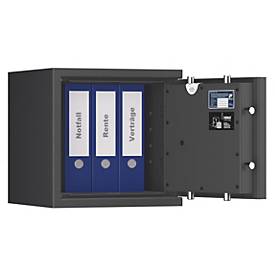 Tresor Lyra 2, Widerstandsgrad I nach EN 1143-1, Volumen 31 l, Türanschlag rechts, Doppelbartschloss mit 2 Schlüsseln, 1 Fachboden, inkl. Verankerungsmaterial, B 400 x T 420 x H 405 mm, graphitgrau RAL 7024
