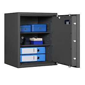 Tresor Lyra 3, Widerstandsgrad 0 nach EN 1143-1, Volumen 66 l, Türanschlag rechts, Doppelbartschloss mit 2 Schlüsseln, 2 Fachböden, inkl. Verankerungsmaterial, B 500 x T 420 x H 605 mm, graphitgrau RAL 7024