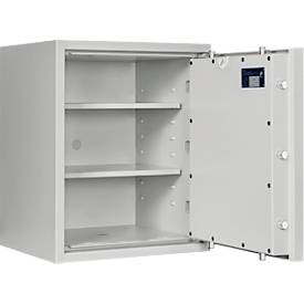 Tresor Lyra 3, Widerstandsgrad 0 nach EN 1143-1, Volumen 66 l, Türanschlag rechts, Doppelbartschloss mit 2 Schlüsseln, 2 Fachböden, inkl. Verankerungsmaterial, B 500 x T 420 x H 605 mm, lichtgrau RAL 7035