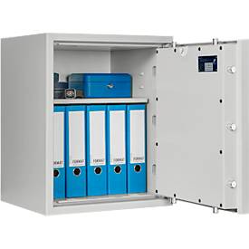 Tresor Lyra 3, Widerstandsgrad 0 nach EN 1143-1, Volumen 66 l, Türanschlag rechts, Doppelbartschloss mit 2 Schlüsseln, 2 Fachböden, inkl. Verankerungsmaterial, B 500 x T 420 x H 605 mm, lichtgrau RAL 7035