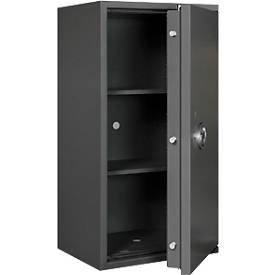 Tresor Lyra 5, Widerstandsgrad 0 nach EN 1143-1, Volumen 109 l, Türanschlag rechts, Doppelbartschloss mit 2 Schlüsseln, 2 Fachböden, inkl. Verankerungsmaterial, B 500 x T 420 x H 950 mm, graphitgrau RAL 7024