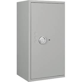 Tresor Lyra 5, Widerstandsgrad 0 nach EN 1143-1, Volumen 109 l, Türanschlag rechts, Doppelbartschloss mit 2 Schlüsseln, 2 Fachböden, inkl. Verankerungsmaterial, B 500 x T 420 x H 950 mm, lichtgrau RAL 7035