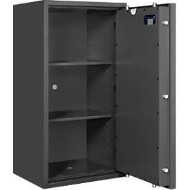 Tresor Lyra 7, Widerstandsgrad 0 nach EN 1143-1, Volumen 118 l, Türanschlag rechts, Doppelbartschloss mit 2 Schlüsseln, 2 Fachböden, inkl. Verankerungsmaterial, B 500 x T 420 x H 1020 mm, graphitgrau RAL 7024