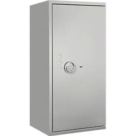 Tresor Lyra 7, Widerstandsgrad 0 nach EN 1143-1, Volumen 118 l, Türanschlag rechts, Doppelbartschloss mit 2 Schlüsseln, 2 Fachböden, inkl. Verankerungsmaterial, B 500 x T 420 x H 1020 mm, lichtgrau RAL 7035