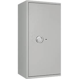 Tresor Lyra 7, Widerstandsgrad I nach EN 1143-1, Volumen 118 l, Türanschlag rechts, Doppelbartschloss mit 2 Schlüsseln, 2 Fachböden, inkl. Verankerungsmaterial, B 500 x T 420 x H 1020 mm, lichtgrau RAL 7035