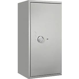 Tresor Lyra 7, Widerstandsgrad I nach EN 1143-1, Volumen 118 l, Türanschlag rechts, Doppelbartschloss mit 2 Schlüsseln, 2 Fachböden, inkl. Verankerungsmaterial, B 500 x T 420 x H 1020 mm, lichtgrau RAL 7035
