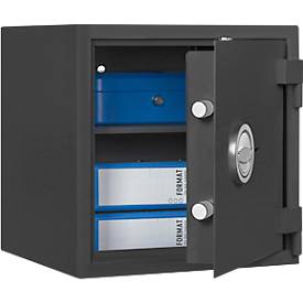 Tresor MT 2, Sicherheitsstufe S 1 nach EN 14450, 46 l/4 Ordner, Doppelbartschloss mit 2 Schlüsseln, 1 Fachboden, B 405 x T 385 x H 405 mm, graphitgrau