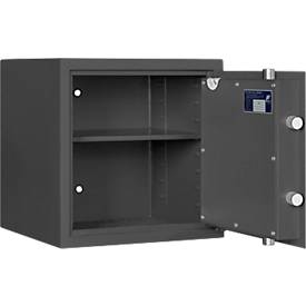 Tresor MT 2, Sicherheitsstufe S 1 nach EN 14450, 46 l/4 Ordner, Doppelbartschloss mit 2 Schlüsseln, 1 Fachboden, B 405 x T 385 x H 405 mm, graphitgrau