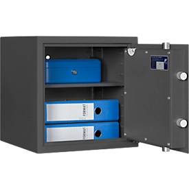 Tresor MT 2, Sicherheitsstufe S 1 nach EN 14450, 46 l/4 Ordner, Doppelbartschloss mit 2 Schlüsseln, 1 Fachboden, B 405 x T 385 x H 405 mm, graphitgrau