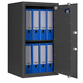 Tresor MT 4, Sicherheitsstufe S 1 nach EN 14450, 85 l/8 Ordner, Doppelbartschloss mit 2 Schlüsseln, 1 Fachboden, B 405 x T 385 x H 740 mm, graphitgrau