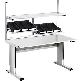 Treston Arbeitstischsystem WB81 EL, elektrisch höhenverstellbar, Melaminplatte, B 1500 x T 800 x H 700–1100 mm, 300 kg, hellgrau