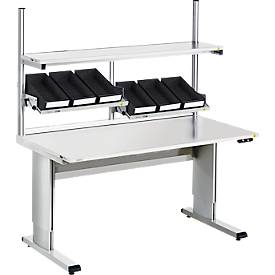 Treston Arbeitstischsystem WB818 EL ESD, elektrisch höhenverstellbar, ESD-Laminatplatte, B 1800 x T 800 x H 700–1100 mm, 300 kg, hellgrau