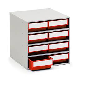 TRESTON Schubladenmagazin 0840, 8 Schubladen, T 400 mm, rot