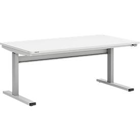 Treston TED Arbeitstisch M1350, B 1500 x T 800 mm, elektrisch höhenverstellbar, T-Fuß, lichtgrau RAL 7035